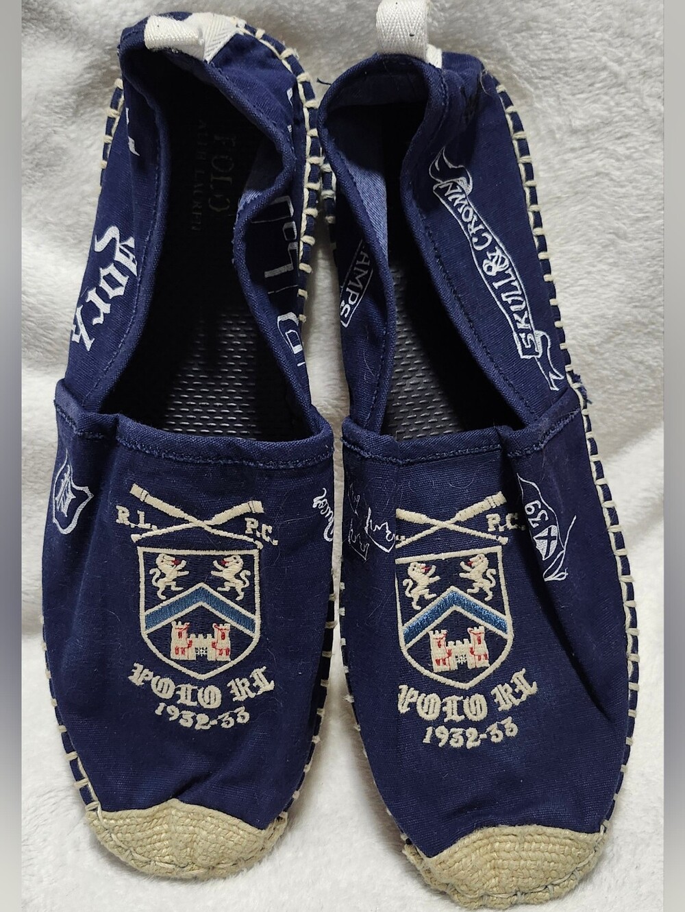 Polo Ralph Lauren Barron Navy Blue Canvas Slip On Espadrilles Men's 11D